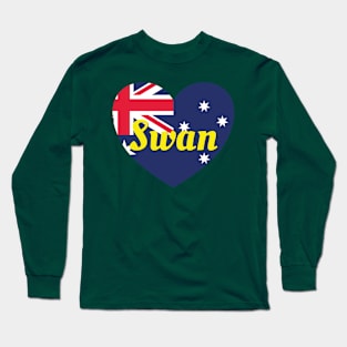 Swan WA Australia Australian Flag Heart. Long Sleeve T-Shirt